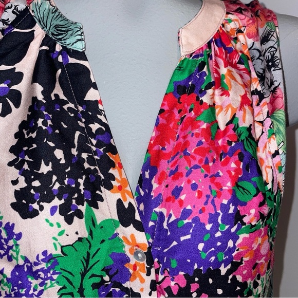 Anthropologie Tiny Tank Sleeveless Blouse Button Front Floral Multicolor pink XS - Picture 2 of 10